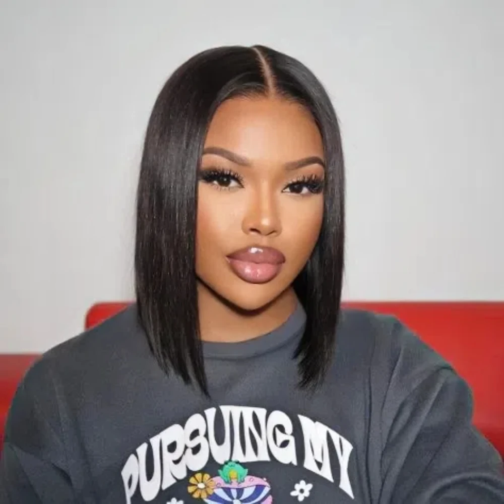 

Straight Bob 100% Human Hair Glueless Wig Suitable For Women To Wear 100% Brazilian Human Hair Wigs Straight Bob 180 Density