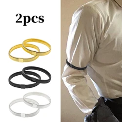 2 stks Mannen Elastische Arm Band Shirt Mouw Houder Elastische Metalen Mouw Jarretels antislip Manchetten Kleding Accessoires Arm ringen Nieuwe