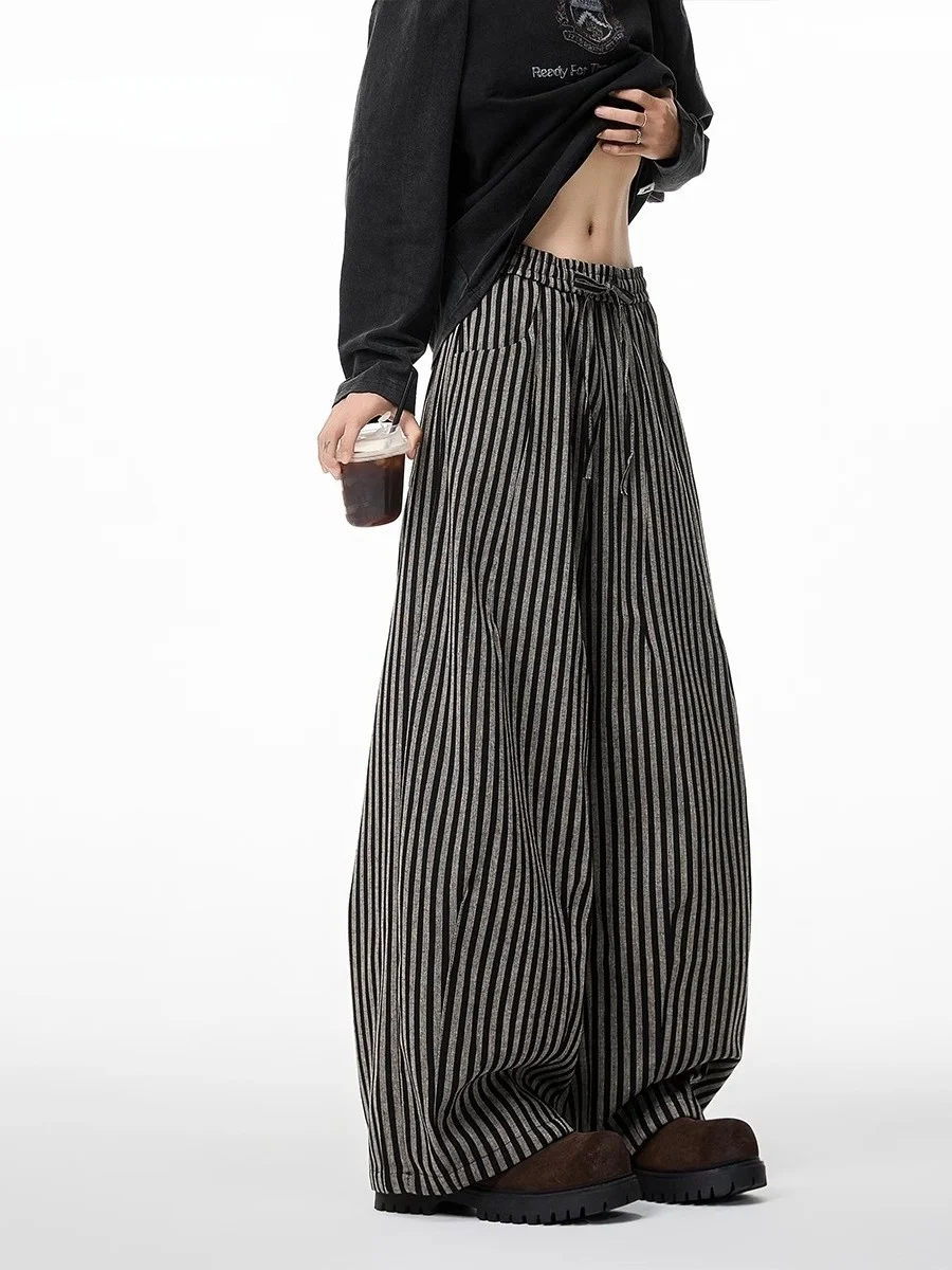 

American Retro Loose Fit Casual Pants Men's Spring Lazy Sle Drapey Straight Leg Wide Leg Long Pants Knife Blade Pattern