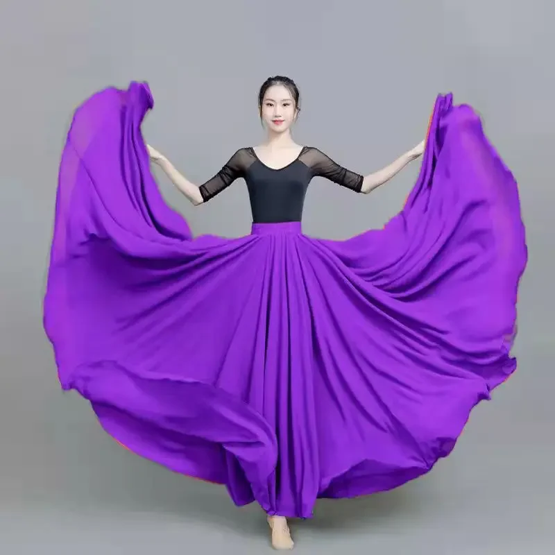 720 Degree Double Layer Large Dance Skirt Chiffon Classic Folk Dance Long Dress Square Dance Practice Xinjiang Dance