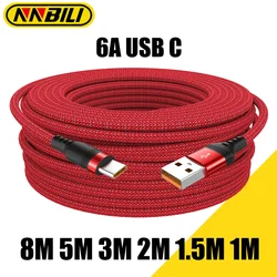 NNBILI Type C Cable 5A Super Fast Charge Cable 3m 5m 8m Universal USB C Extend Data Cable For iphone15 Samsung Huawei Xiaomi 