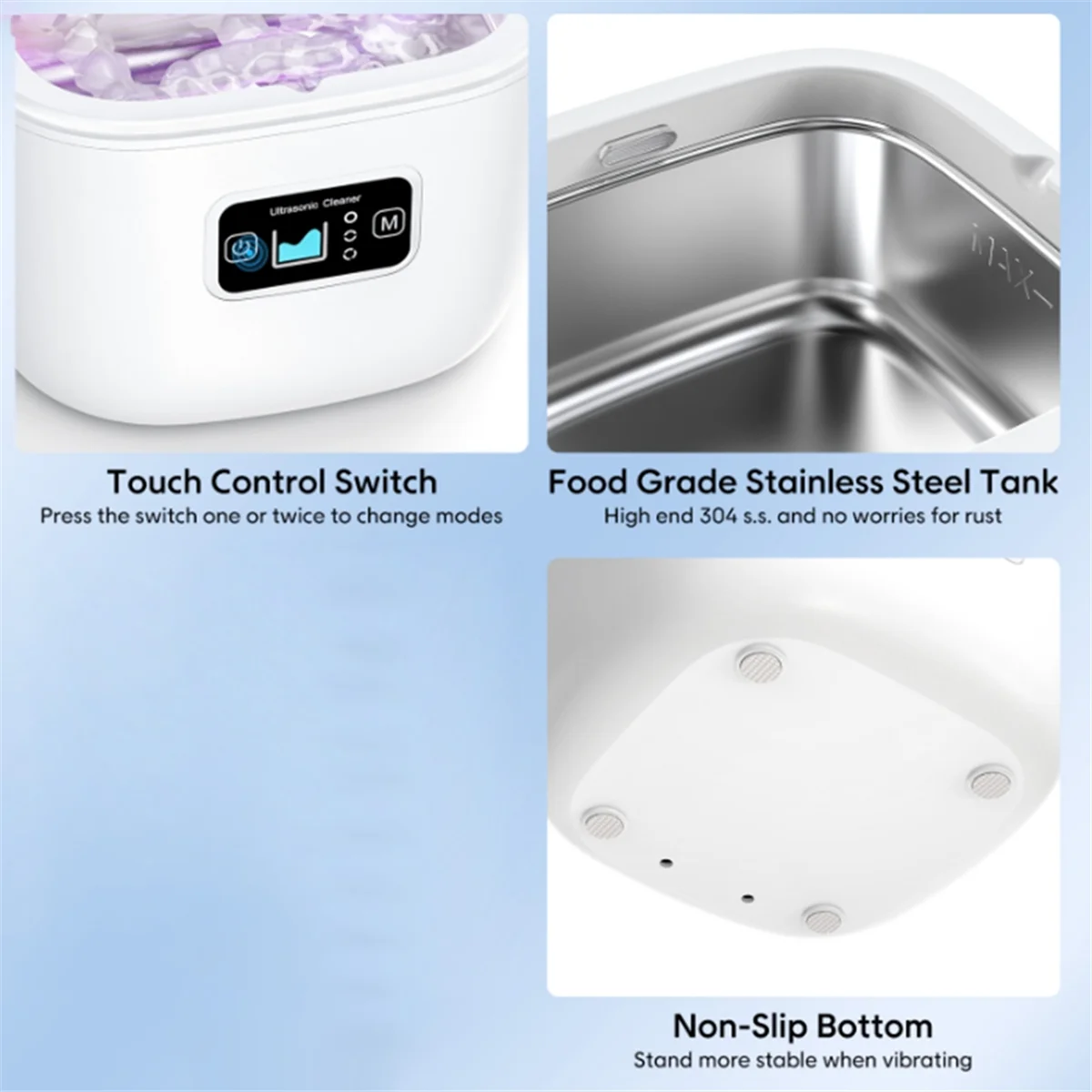 

Ultrasonic Cleaning Machine 45000hz High Frequency Denture Cleaning Watch Glasses Automatic Cleaner EU Plug