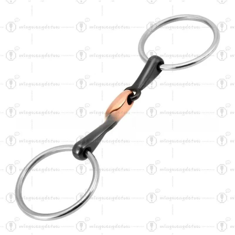 

Конская уздечка с O-образным кольцом из черного никеля и красной меди, черненая нержавеющая сталь, 3-секционный мундштук, профессиональная конная уздечка