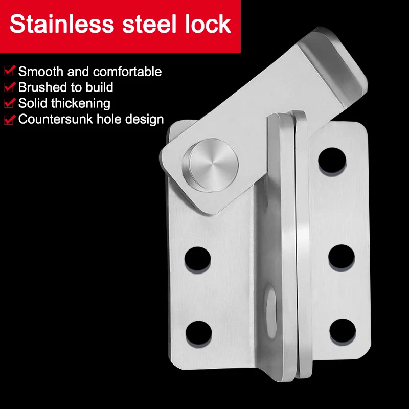 

304 Stainless Steel Door Latch Cabinet Hasp Latch Lock Push Pull Move Door Latch Sliding Door Safety Door Bolt