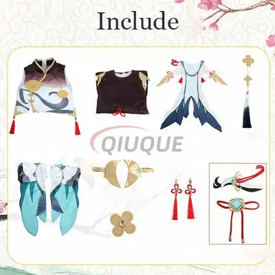 Game Genshin Impact Shenhe Cosplay Costume Shen He Wig Women Uniform Dress Halloween Comic Con Party Role Play Suit Outfits view 4