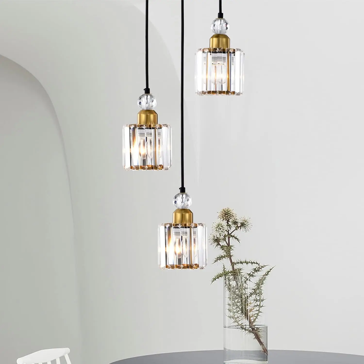 Light Indoor Matte Black and Brass Finish Chandelier with Light pendant lights