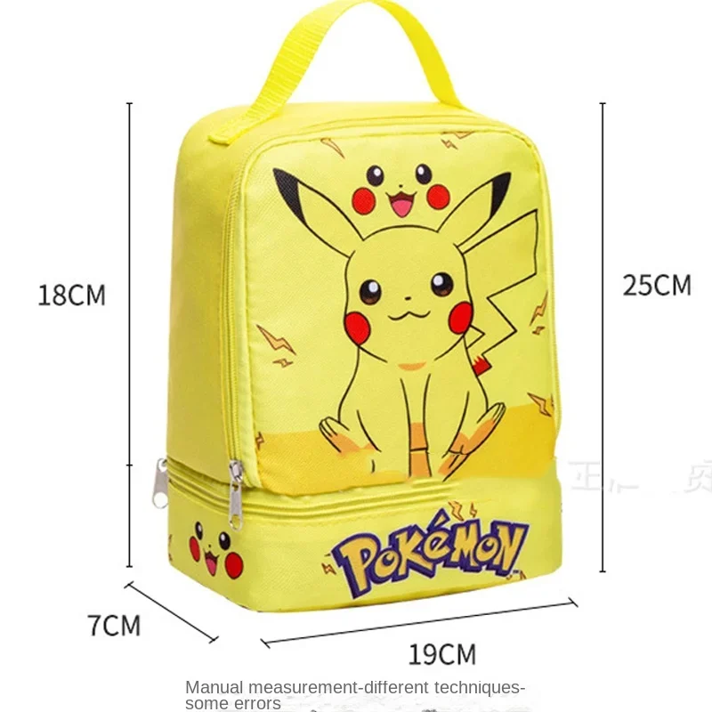 Pokemon Pikachu Portable Thermal Insulated Bag Insulated Canvas Lunch Bag Box Children Cute Picnic Tote Cooler Handbags Food Bag