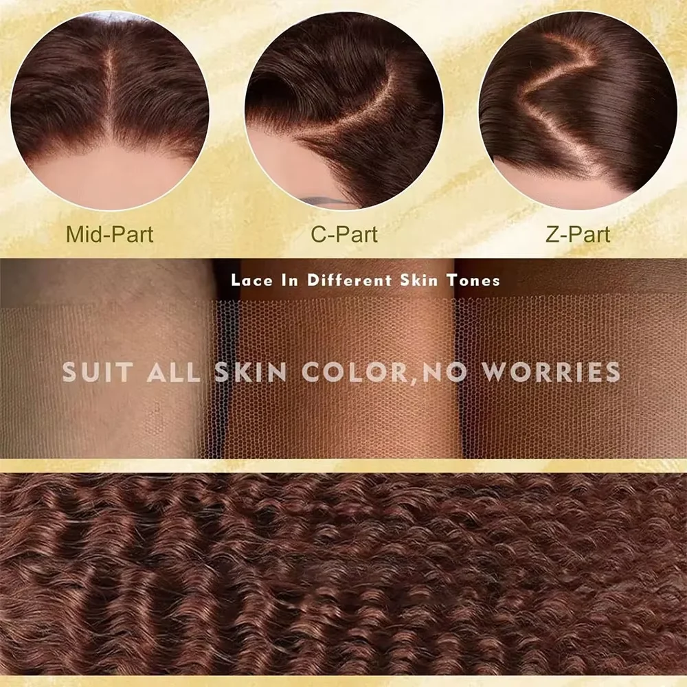 220% 13x4 Chocolate Brown HD Lace Front Wig 13x6 Deep Water Wave Lace Frontal Wig PrePlucked Colored Brown Kinky Curly Wet And Wavy Human Hair Wigs For Black Women