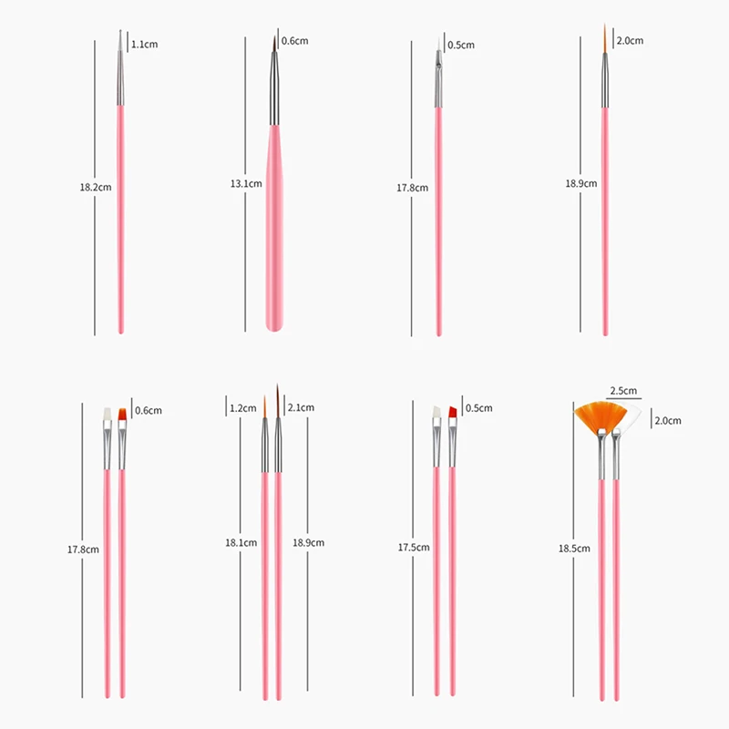 15-teiliges professionelles Nail-Art-Pinsel-Set für Maniküre, Strass, Acryl-Pinsel-Set, UV-Gel-Nagellack, Nägel, Futter, Stift, Farbverlauf