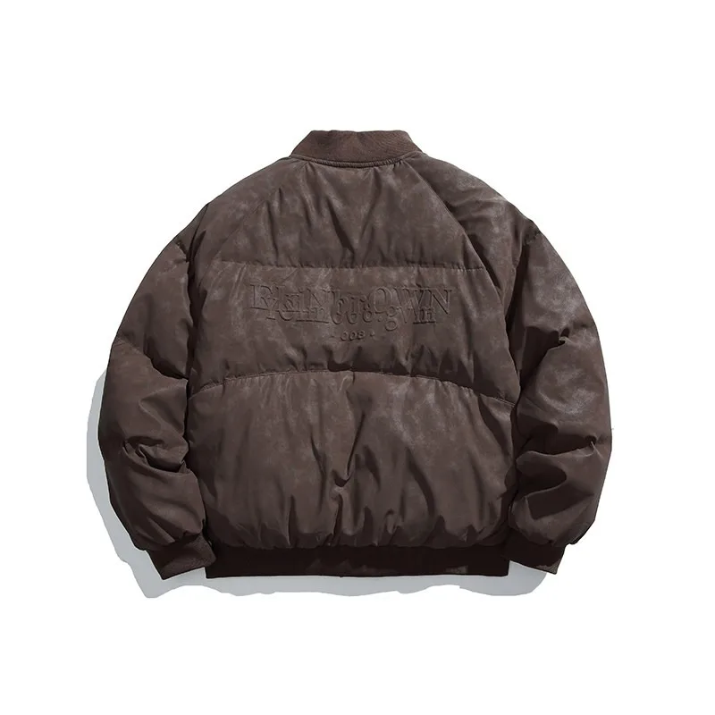 Fashionable Men's Short Baseball Collar Japanese Solid Color Simple Casual White Duck Down Thick Warm Jacket