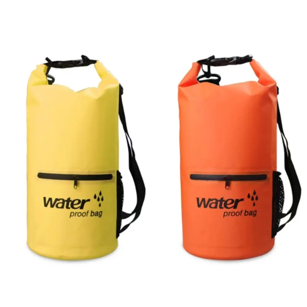 Zipper Pocket Waterproof Dry Bag Mesh Pocket Roll-Top Closure Storage Backpack Waterproof Design Thickened Material