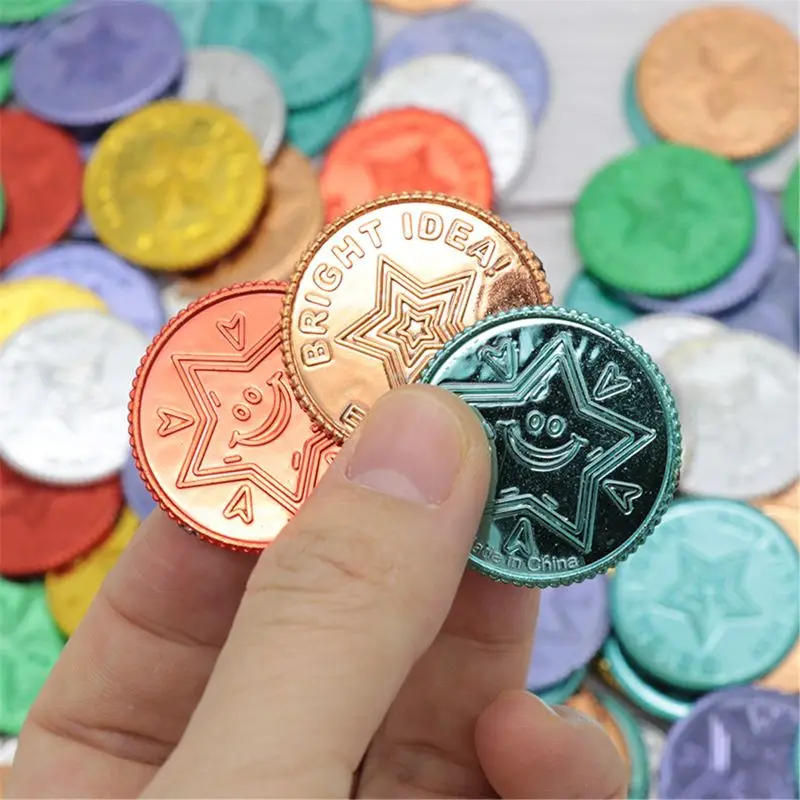 

100 PCS Kids Funny Plastic Coins Toy Educational Toys for 6-8 Year Old Kids Brain Training Improve Intelligence Supplies