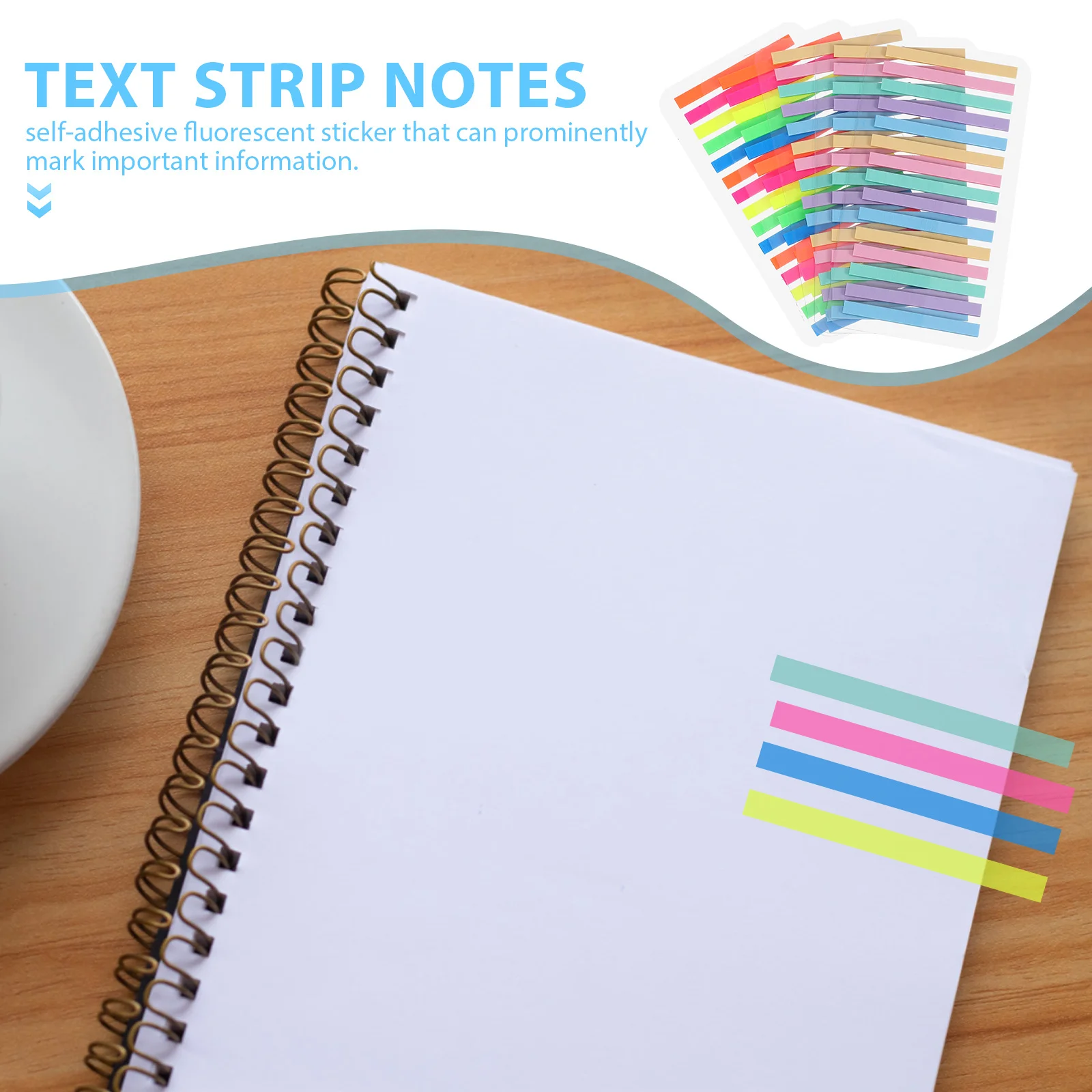 5Pcs Transparent Ultrathin Fluorescent Sticky Tabs Self-Adhesive Highlight Strips for Book Annotation Document Marking Study