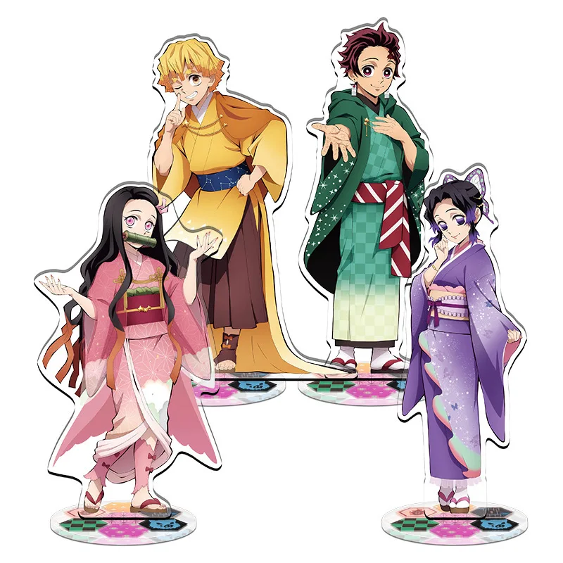 Anime kimetsu no yaiba acrílico suporte demon slayer figuras estatuetas kits de garagem modelo brinquedos gk ornamentos decoração