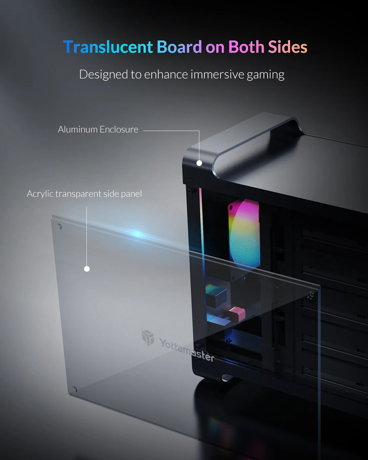 Imagem -02 - Yottamaster-capa para Gabinete de Disco Rígido Raid com Bay Sata Hdd Ssd 90tb Max 80 mm Rgb Ventilador Silencioso Windows os Linux 25 35