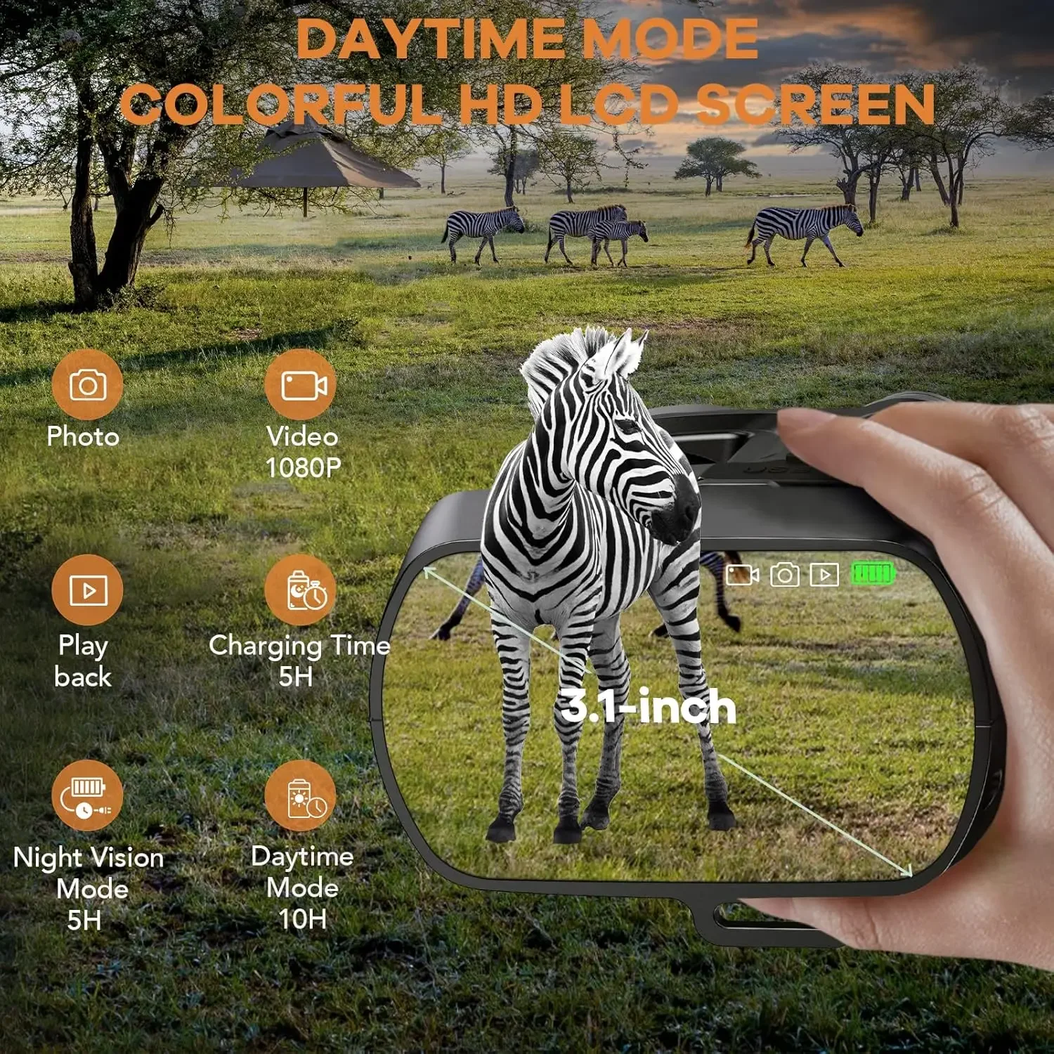 Henbaker CY789 2IR 1-24X Zoom 3in1 Night Vision Binoculars Monocular Night Vision Goggles Mens Gifts Binoculars Night and Day