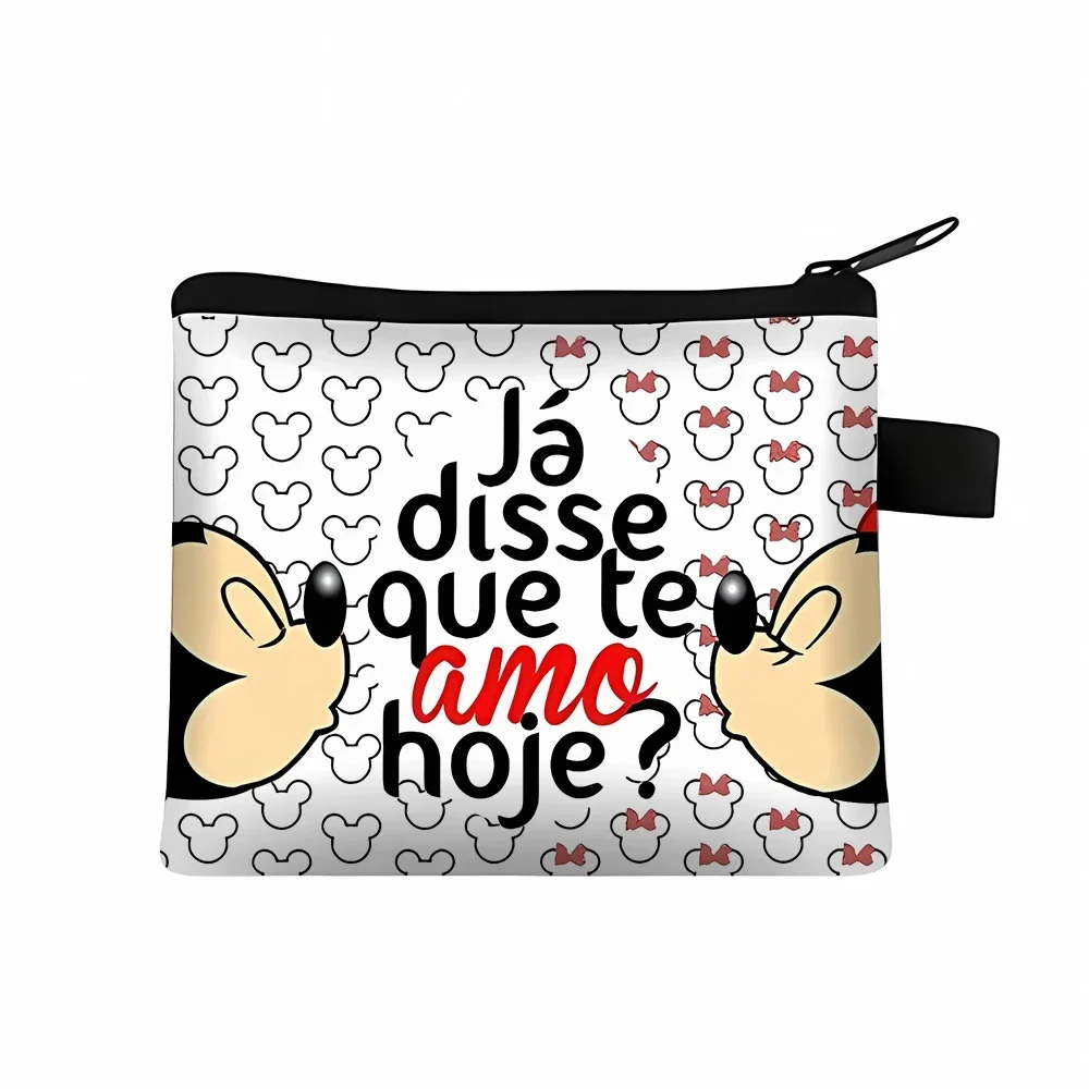 New Disney Mickey Mouse Minnie Coin Purse White Black Themed Women Cosmetic Pouch Fashion Cute Portable Toys Gifts for Children