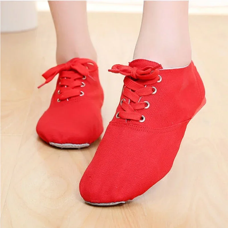 6-Color Girls Jazz Shoes Canvas Fitness Ballet Dancing Comfortable Breathable Children Adult Low Dance Slippers