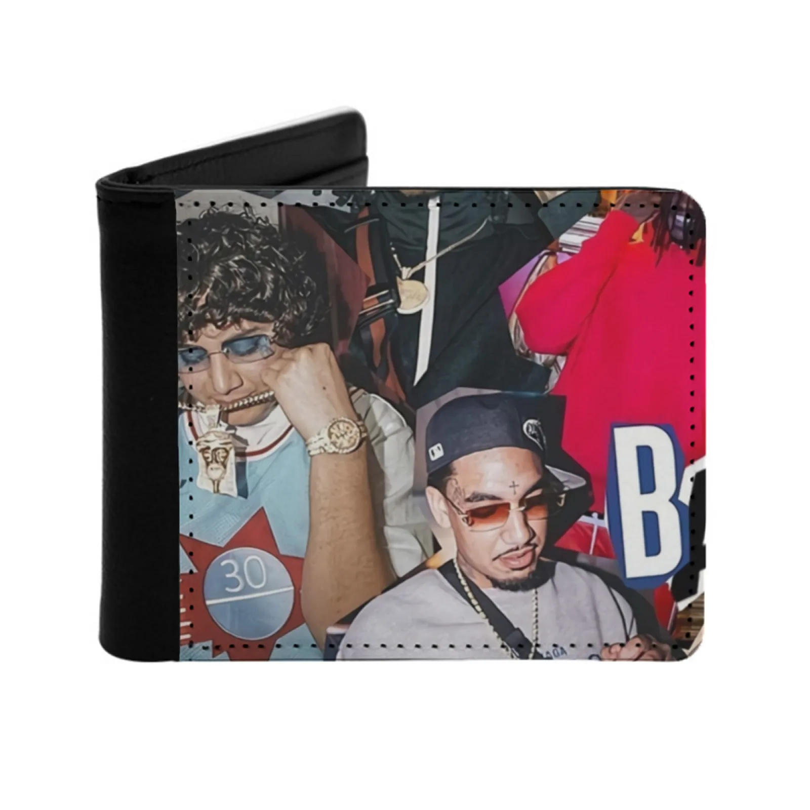 Collage Poster Shoreline Personalized Men's Leather Wallet Card Money Bag Pu Leather Wallet Music Hip Hop Vintage Retro Ohgeesy