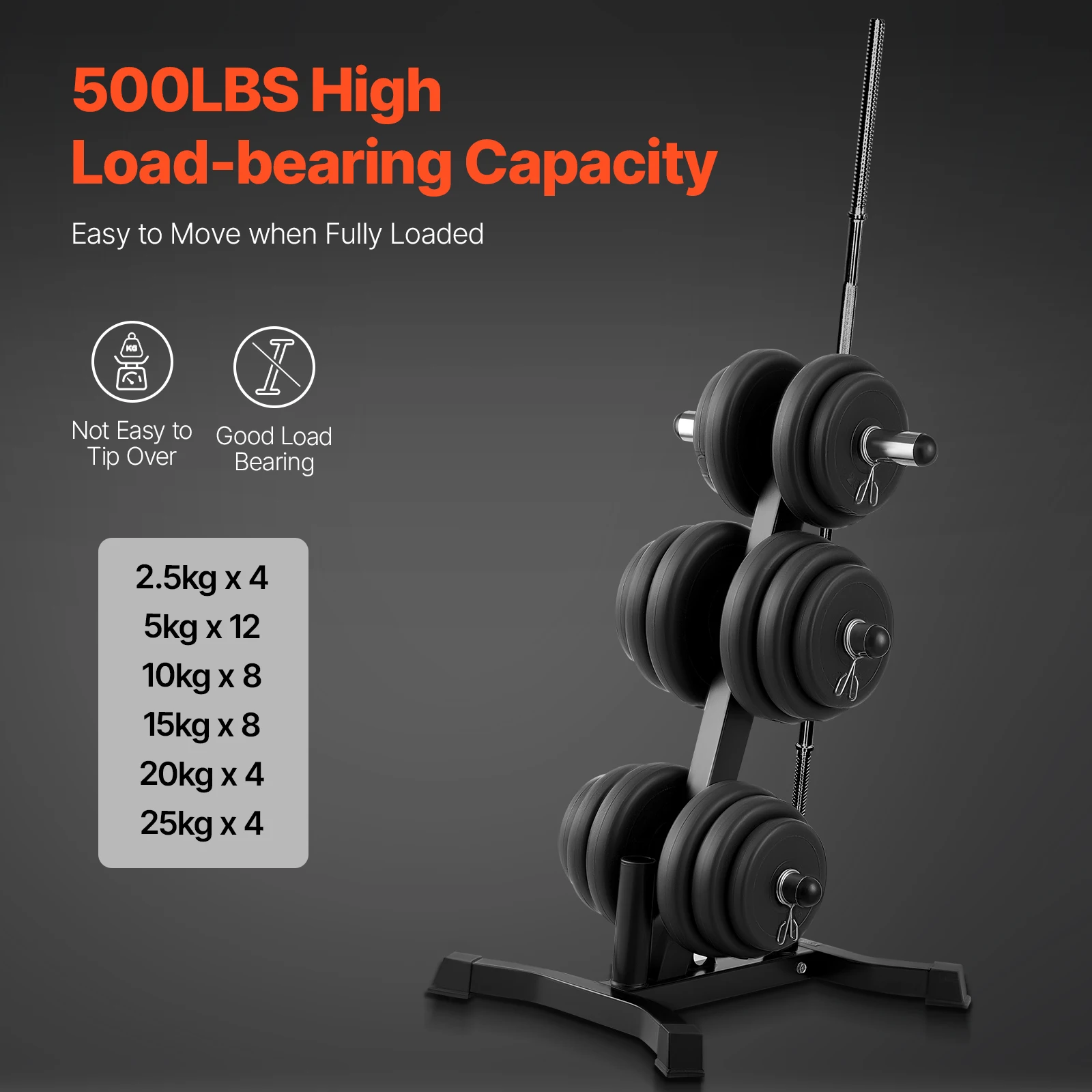 Weight Plate Rack, L Frame Weight Plate Tree for 2-Inch Weight Plates, 1000 lbs Load Capacity Weight Storage Holder, Standard Weight Plate Tree, Home Gym Barbell Rack Storage Stand, Black