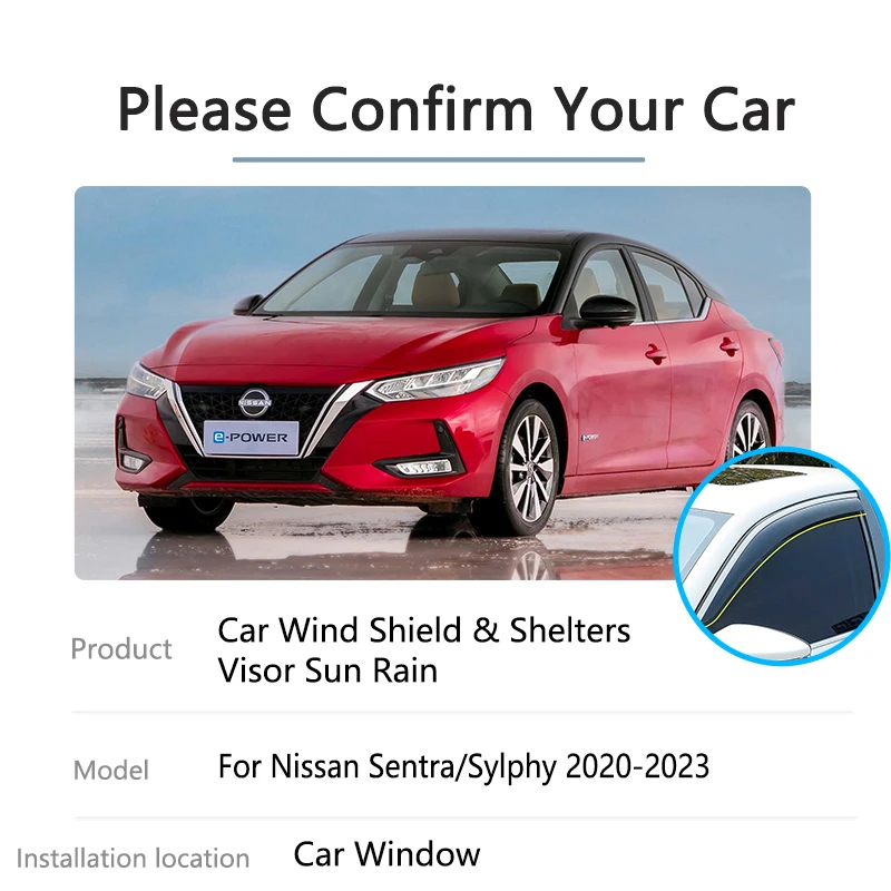 For Nissan Sylphy Sentra B18 2020 2021 2022 2023 Car Side Rain Sun Window Visor Deflector Guard Cover Trim Windshield Accessorie