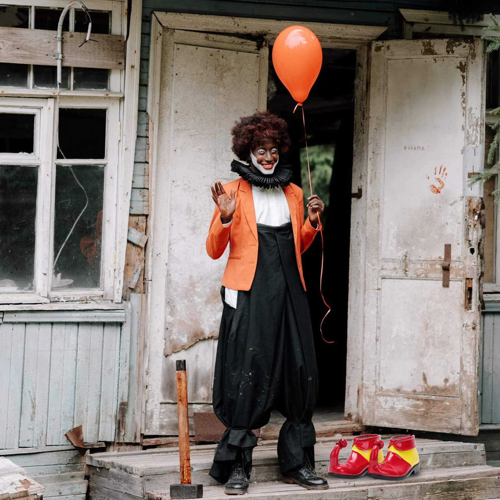 

Обувь клоуна, материал, резиновая, удобная, для взрослых и детей, аксессуар для костюма на Хэллоуин, обувь из искусственной кожи, обувь для косплея, вечеринки