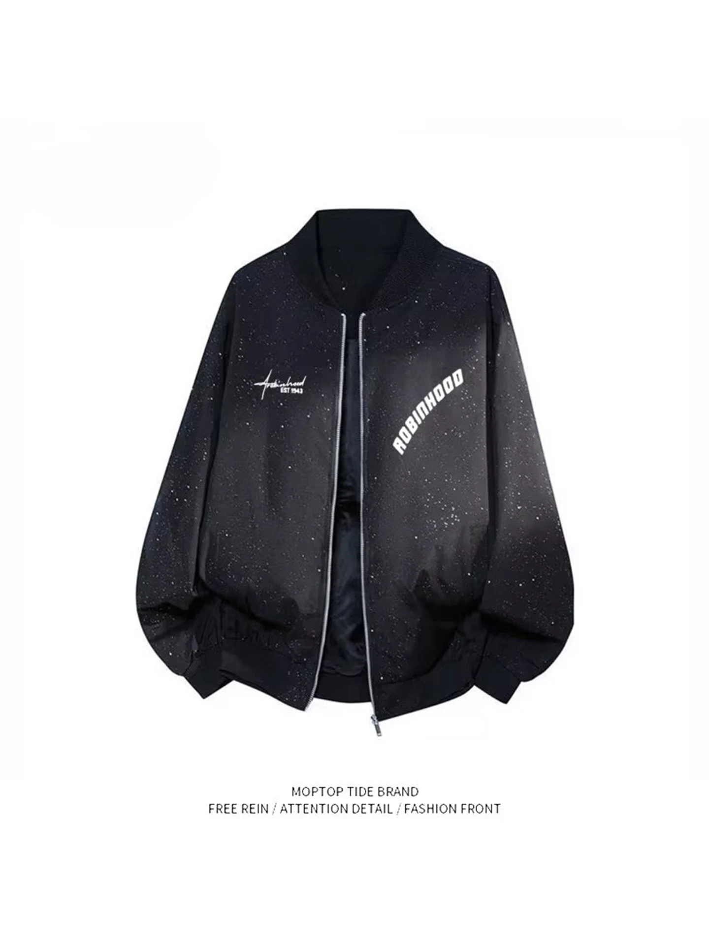 

Spring Autumn Versatile American Pilot Star Print Baseball Jaet Loose Fit Casual Outerwear for Couples Street Sle