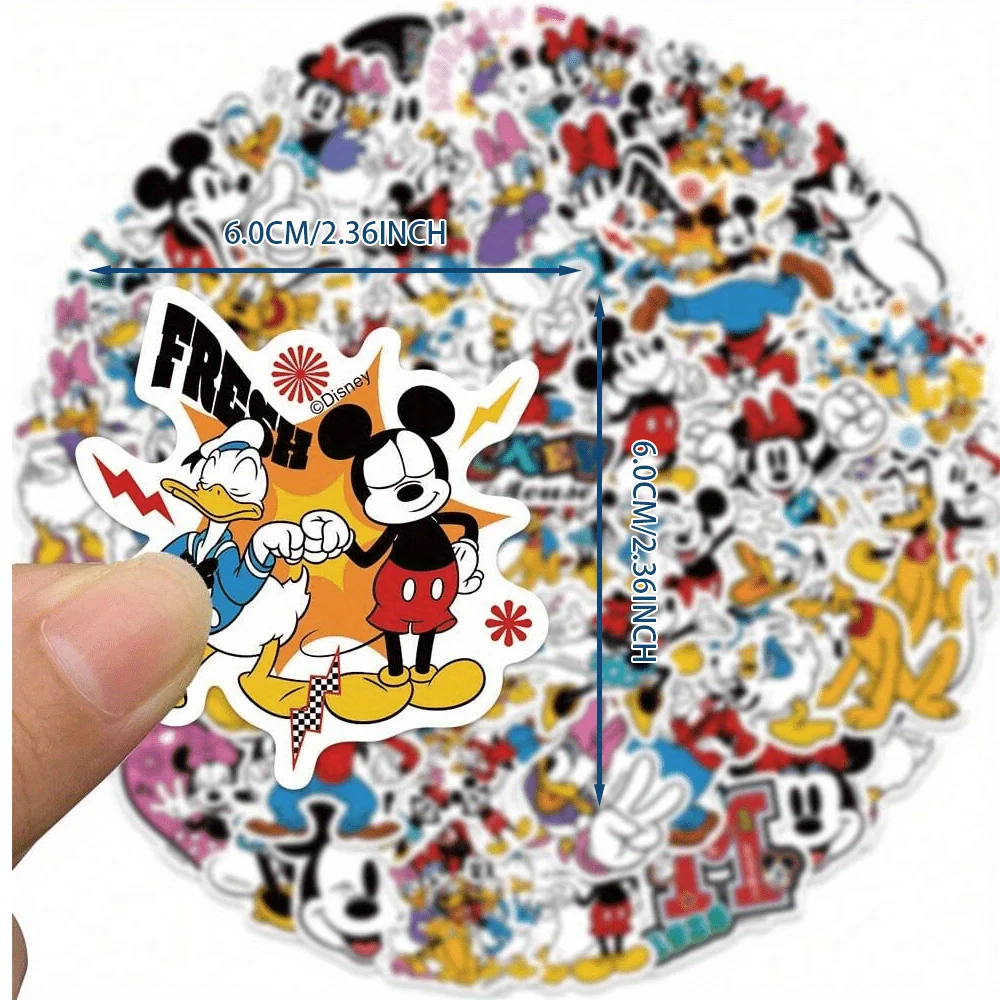 50 Uds. De pegatinas de Mickey Mouse de Disney, bonitas pegatinas multiusos, pegatinas decorativas impermeables para refrigerador, ordenador, juguetes para niños