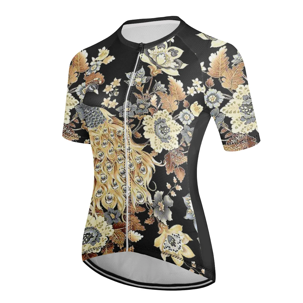 Peacock pattern Women's Summer Short sleeve cycling sweatshirt Breathable Quick drying Triathlon cycling clothing MTB