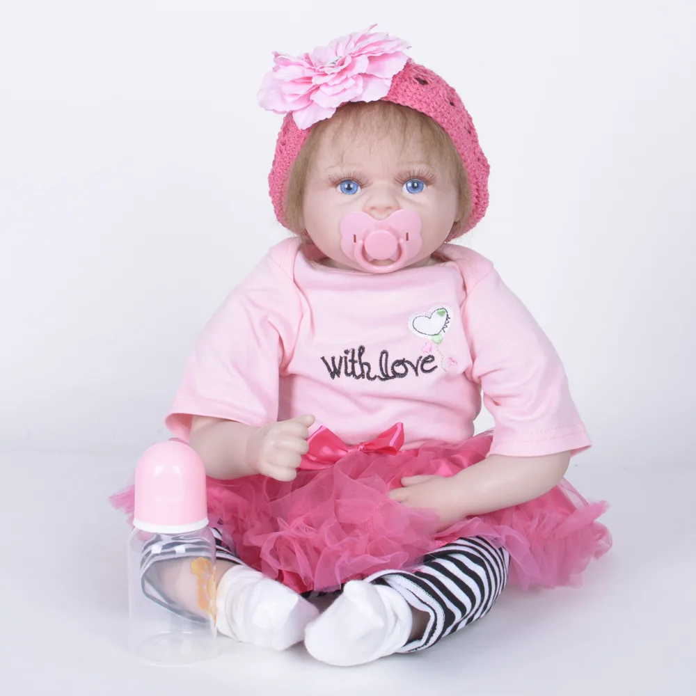 55cm Reborn Doll Cotton Body Vinyl Soft Silicone Simulation Infant Reborn Doll