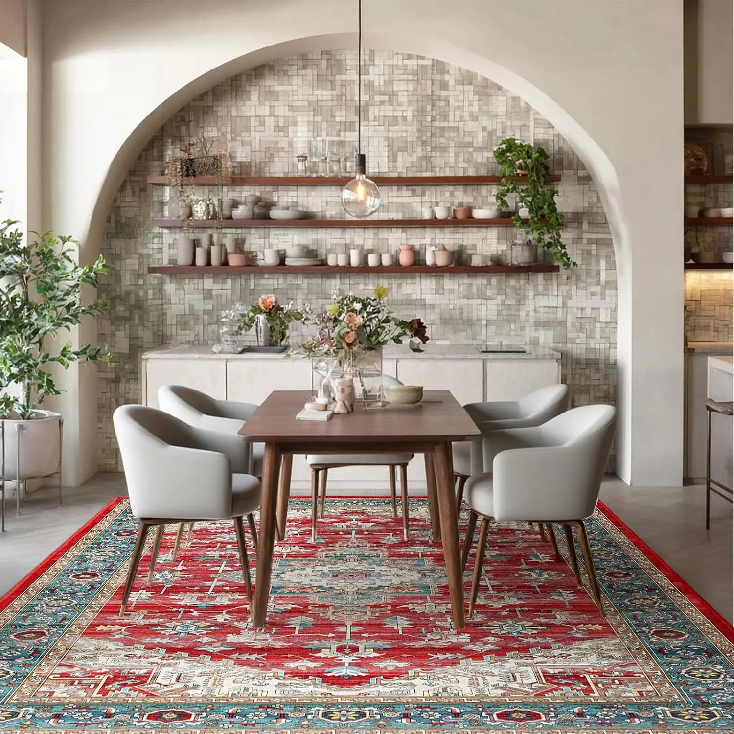 Stain Resistant Boho Rug Washable Non Slip for Living Room Bedroom Dining Office Decorative Home Decor Area Rug Floor Mat