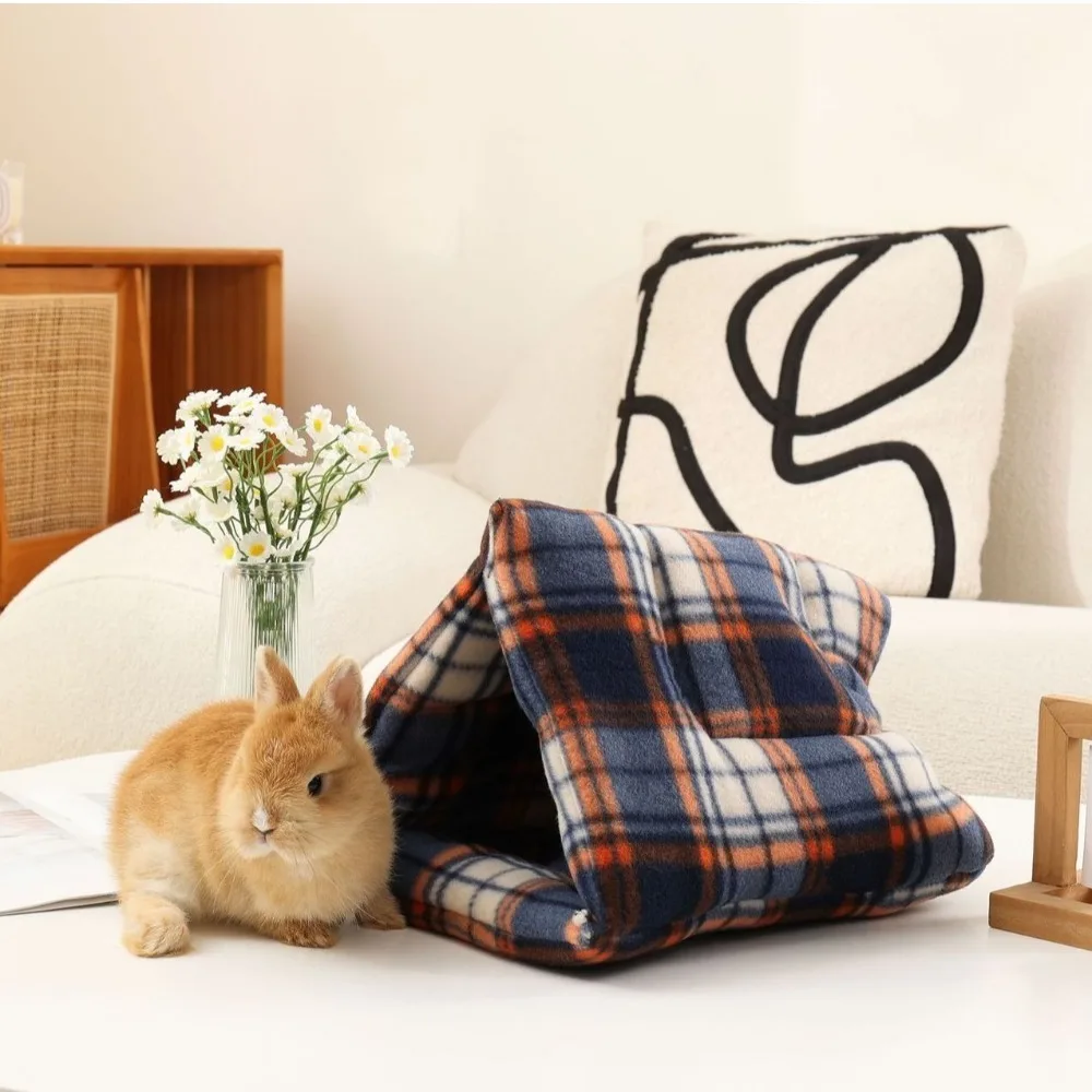 

Semi-Enclosed Rabbit Cotton Nest Thickened Warm Pet Hideaway Hut Soft Comfortable Hamster Triangle Tent Autumn and Winter