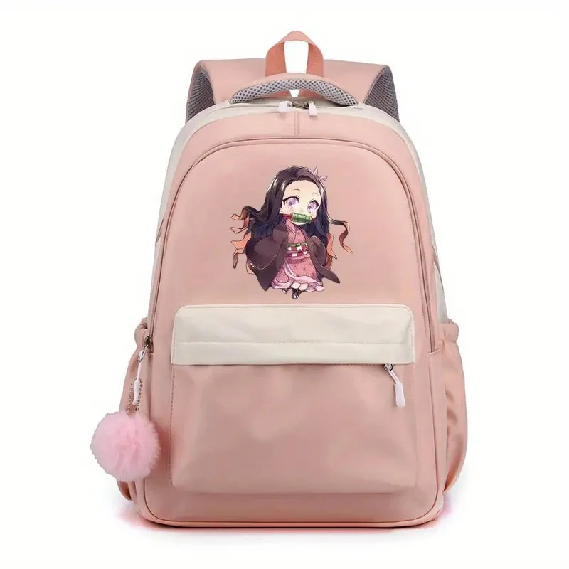 Anime Demon Slayer Nezuko Backpacks Simple multi-pocket Lightweight School Bags Women Men Travel Capacity Mochilas