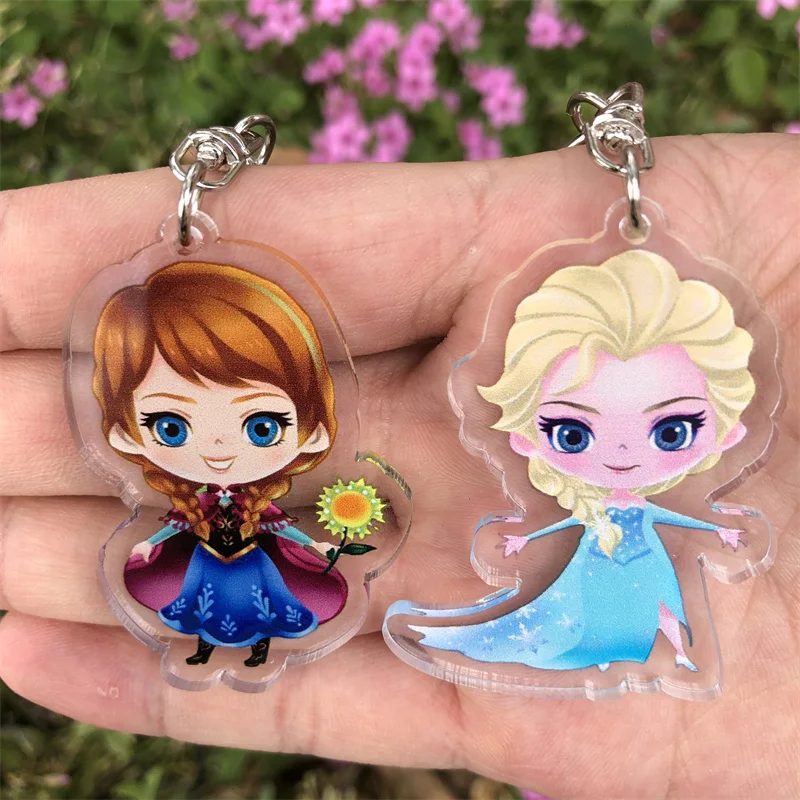 MINISO-Porte-clés de dessin animé en acrylique, accessoires de sac à dos, pendentif de dessin animé, accessoires de la reine des neiges, Elsa et Anna, cadeaux de Noël originaux