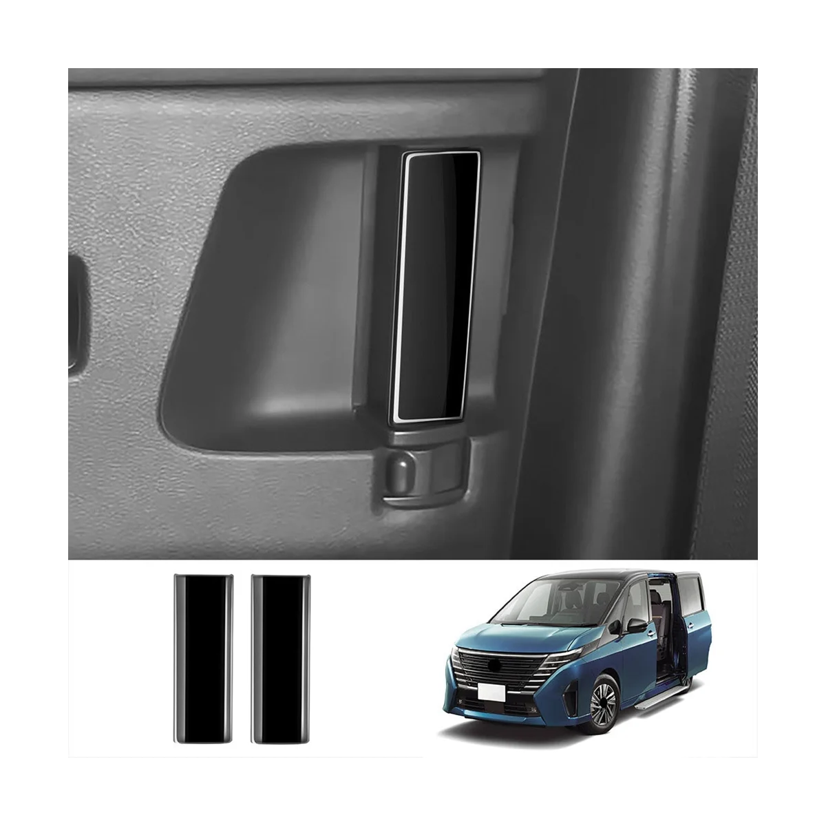 Car Bright Black Middle Interior Door Handle Frame Panel Trims Sticker for Nissan SERENA C28 2022-2023