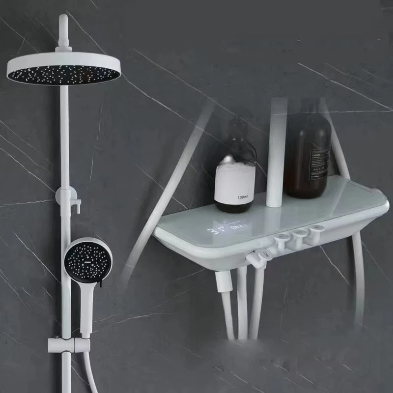 Brass Music Key Glowing Starry Sky Shower Head Set with Digital Display and Four Functions for Home Use Brass