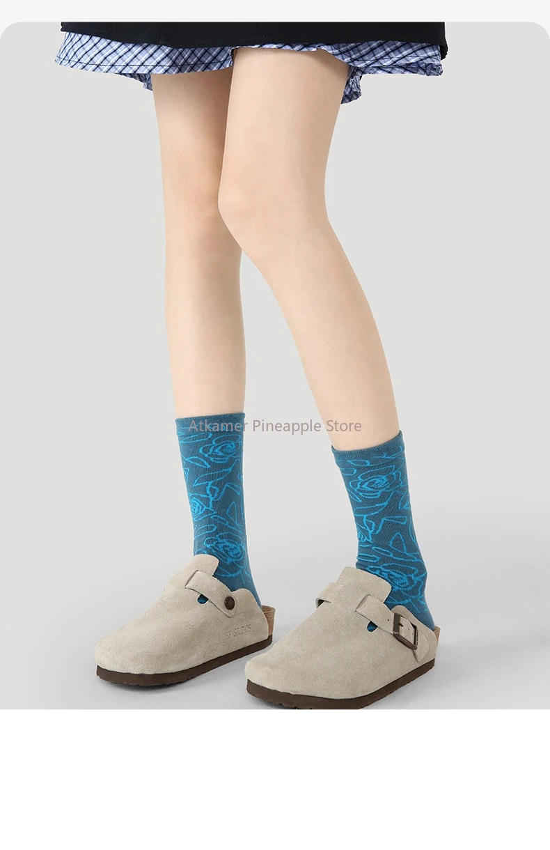 Floral Niche Socks for Women Mid-Calf Socks for Spring and Autumn Literary Versatile Socks for Women-Minimum Order of 3 Pairs