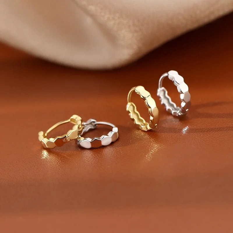 

Real 925 Sterling Silver Round Stud Earrings For Women Party Classic Fine Jewelry Minimalist Geometric Piercing Accessories