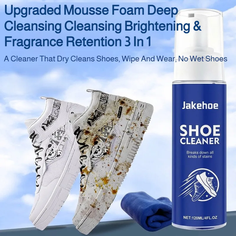Portable Shoe Cleaner Gentle Cleaning Waterless Stain Remover Foam White Shoe Cleaner