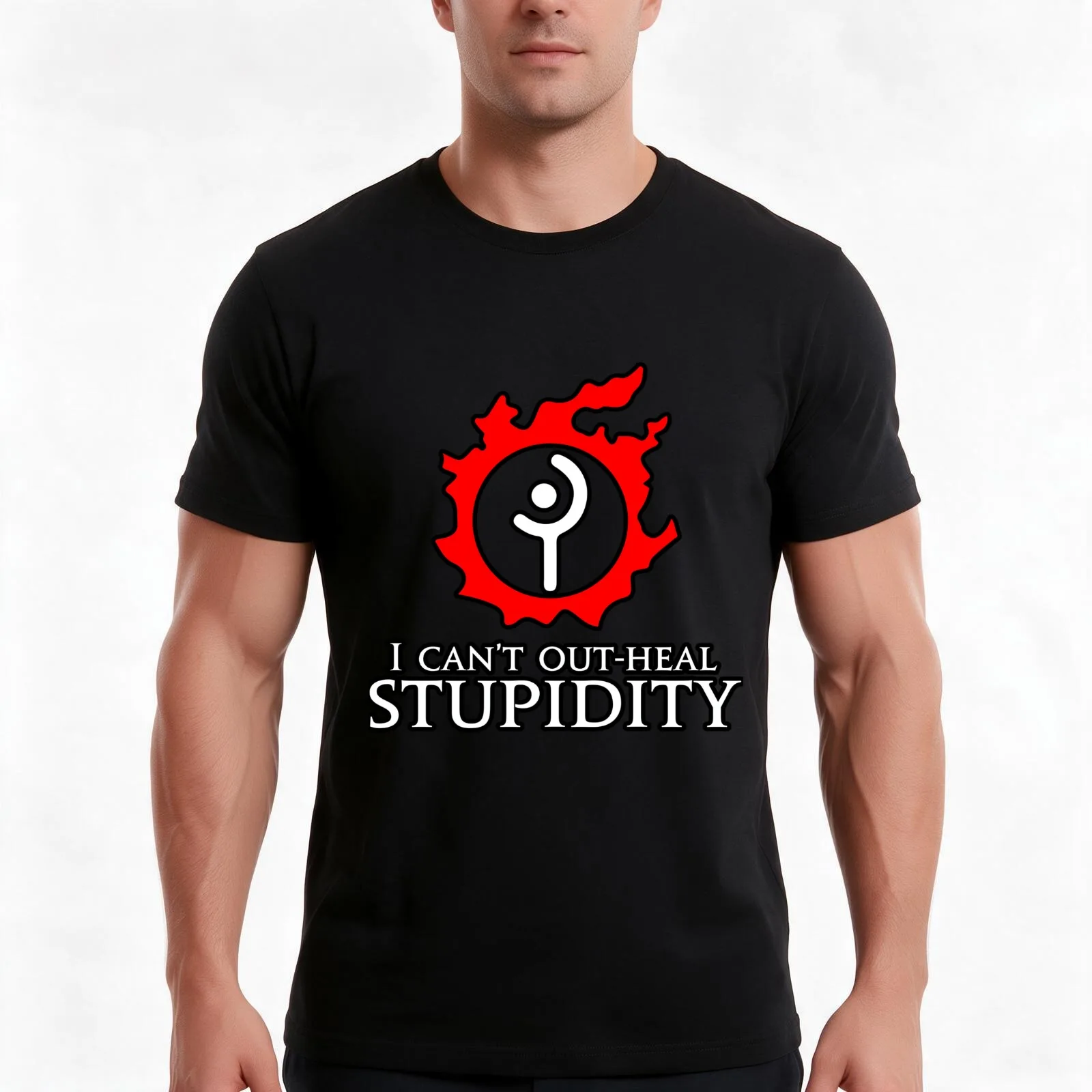 I can't Out-heal Stupidity - Funny White Mage Healers MMORPG meme T-Shirt Summer Casual Cotton Tee Oversized Streetwear Tops