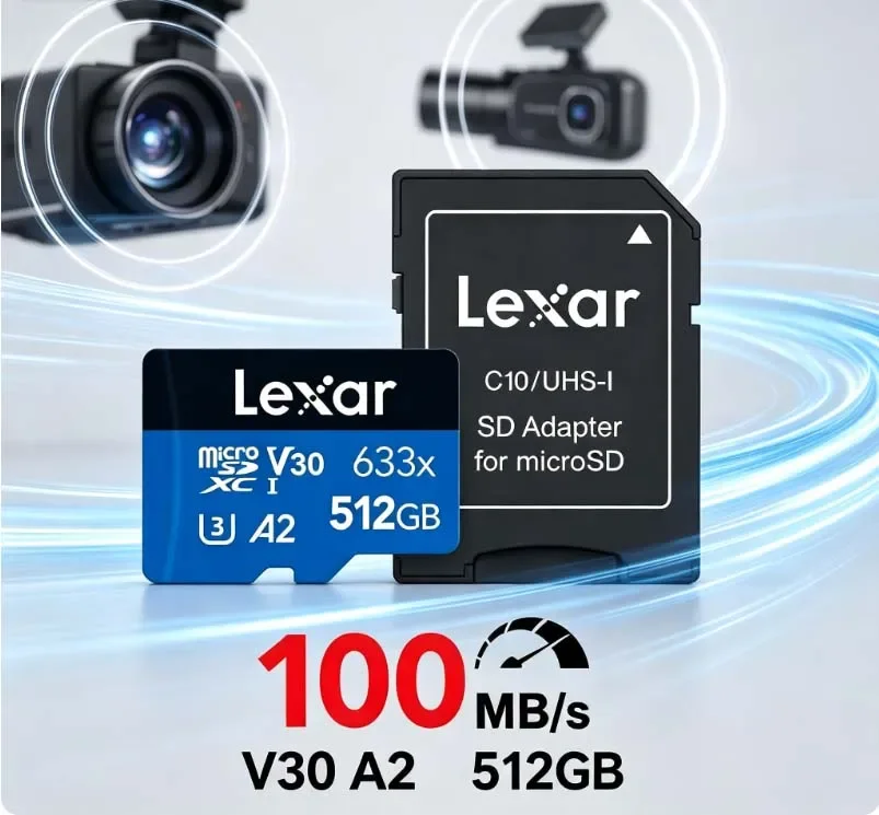 Lexar Original 633x TF Card Multifunctional Memory Card microSD V10 V30 A1 A2 Blue Micro SD Card for DVR Phone Table