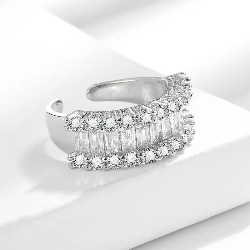 2026 Korean pure silver ring, single row design, suitable for women to wear, fashionable party jewelry gift