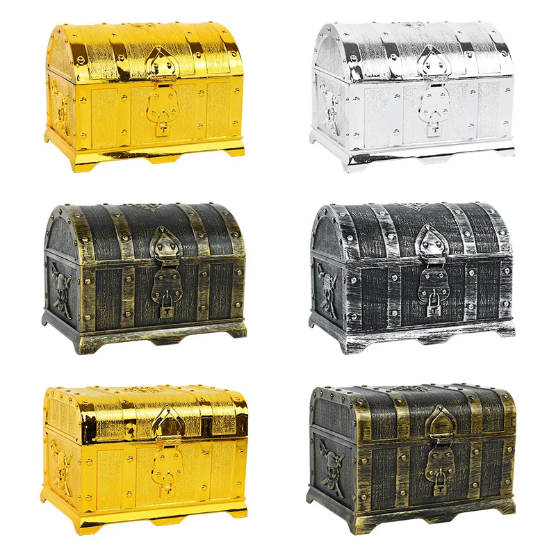 

1piece Mini Treasure Chest Vintage Trinket Pirate Organizer Home Decor Desktop Party Jewelry Storage Accessories Children Gifts