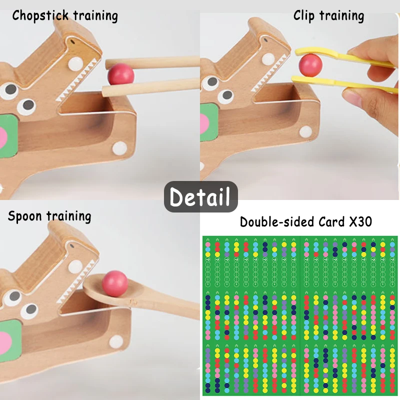 Coccodrillo in legno Perline di alimentazione Gioco di abbinamento Riconoscimento del colore Memoria Regalo di festa per bambini Giocattolo di classificazione dell'educazione precoce