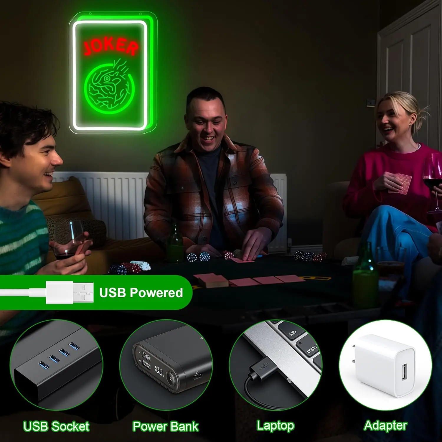 جونغ النيون تسجيل ل جدار ديكور لعبة ضوء النيون USB بالطاقة LED عكس الضوء للرجل الكهف بار نادي جونغ حفلة كازينو غرفة ديكور