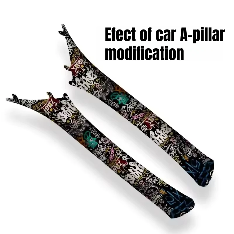 

Graffiti Pattern Car Interior Wrap Self Adhesive Satin Emboss Fabric for Car Upholstery Renovation AB Pillar Headliner Sticker