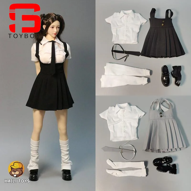 HAILI TOYS 1/6 Scale Female Soldier Student Uniform White Shirt Pleated Skirt Set Clothes Model For 12 Inch Action Figure Body