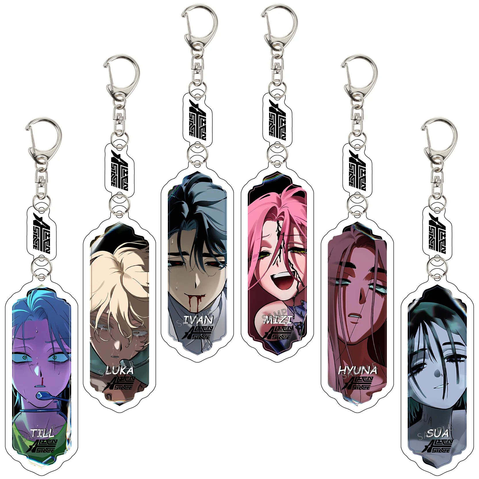 NEW Anime Alien Stage Pendant Keychain Acrylic Stand Car Key Chain Cosplay Accessory for Mizi Sua Ivan Hyuna Luka Fan Gifts