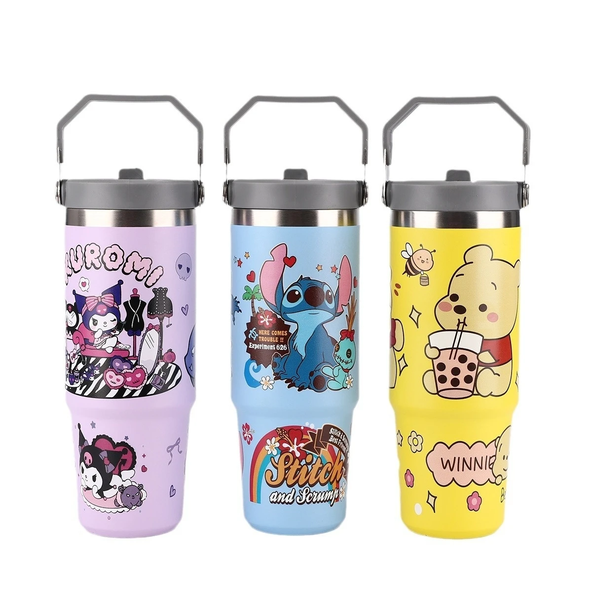 Sanrio New Hello Kitty Water Cup Cartoon Anime Car Cup Large Capacity Stainless Steel Insulated Cup Portable Handheld Bottle