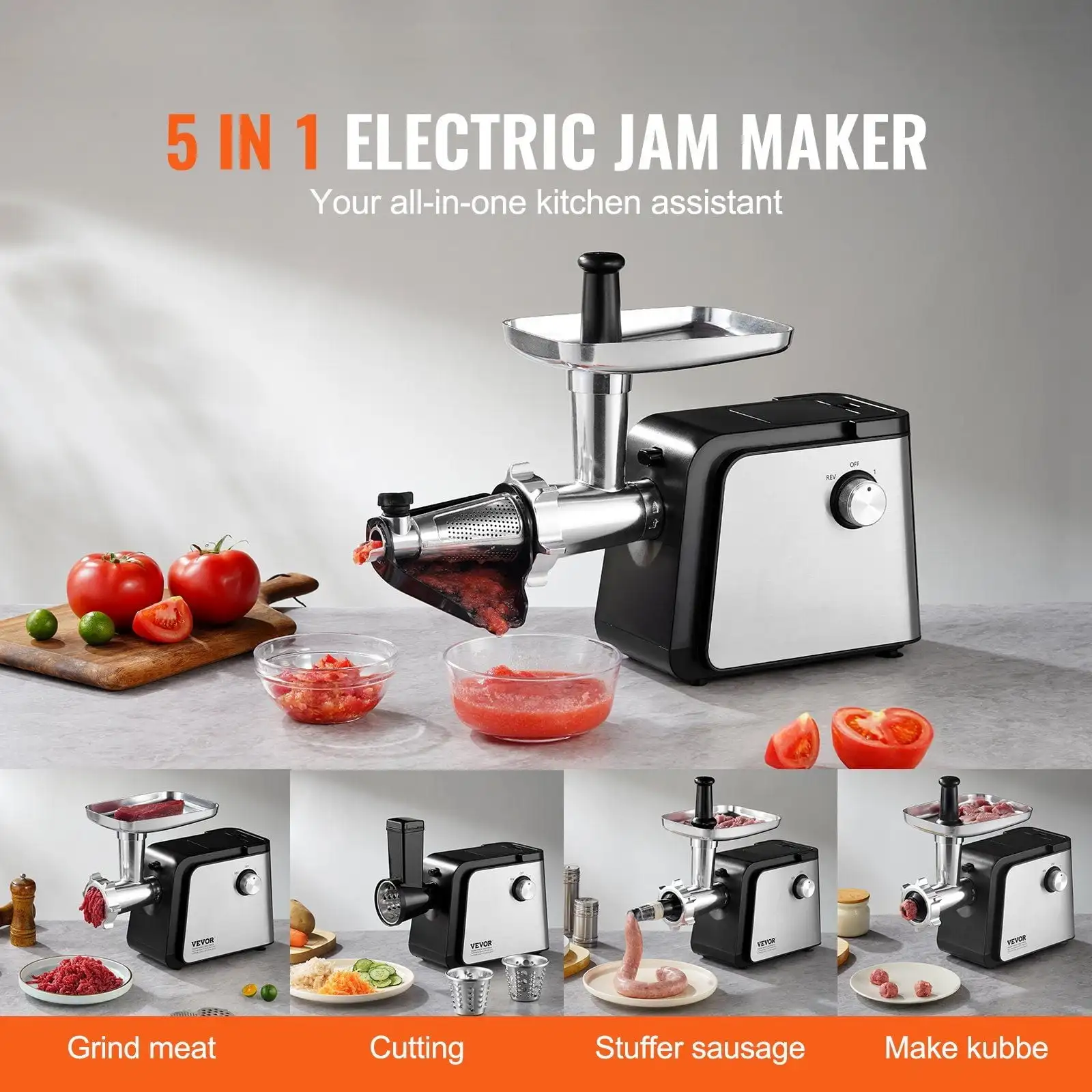Colador de tomate eléctrico 500W - Rápido 4,9 LBS/Min, perfecto para salsa y puré de tomate caseros